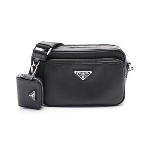 Prada leather shoulder bag black